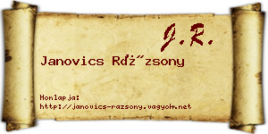 Janovics Rázsony névjegykártya